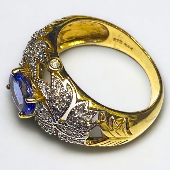 STUNNING 14K Gold Diamond Oval TANZANITE and Diamond Statement Ring Size 6! - Picture 16 of 16